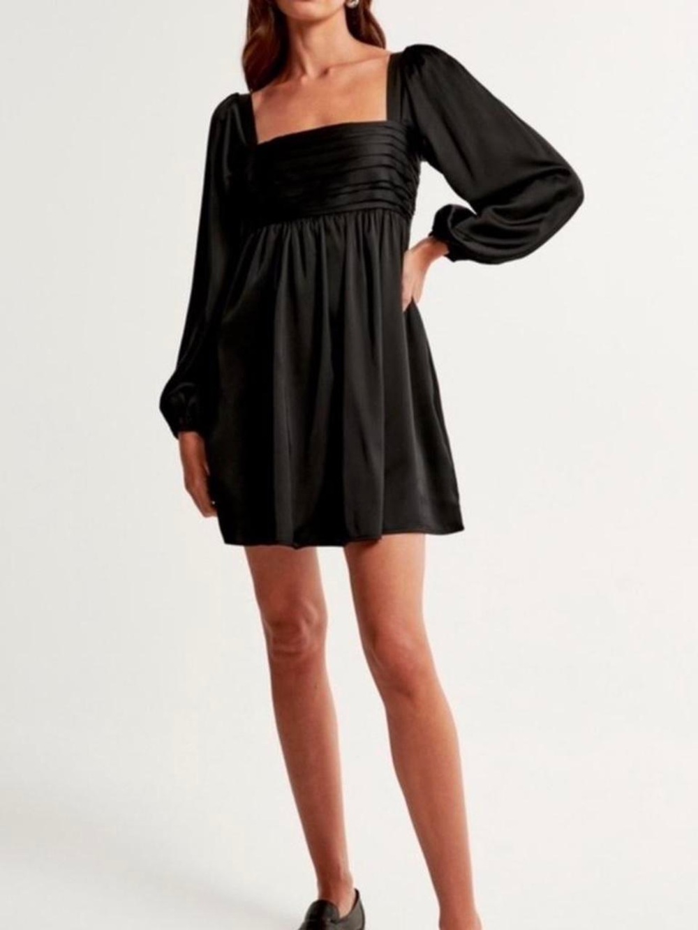 Abercrombie & Fitch Black Babydoll Dress Satin Size Large